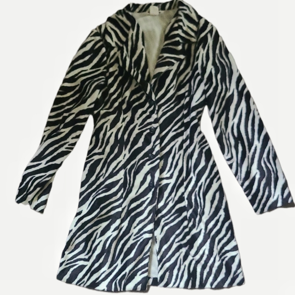 Vintage Zebra Print Button Front Coat By Rave City - image 1